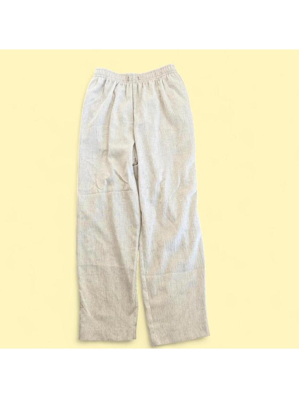 Vintage Cream Alfred Dunner Linen Trousers